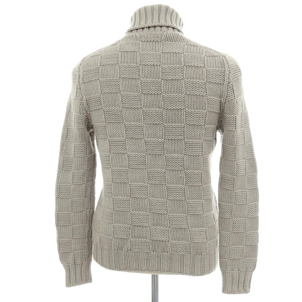 【中古】グランサッソ GRAN SASSO Vintage ウール バスケット柄 タートルネック プルオーバーニット グレー【サイズ48】【 状態ランクB 】【 メンズ 】