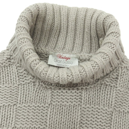 【中古】グランサッソ GRAN SASSO Vintage ウール バスケット柄 タートルネック プルオーバーニット グレー【サイズ48】【 状態ランクB 】【 メンズ 】
