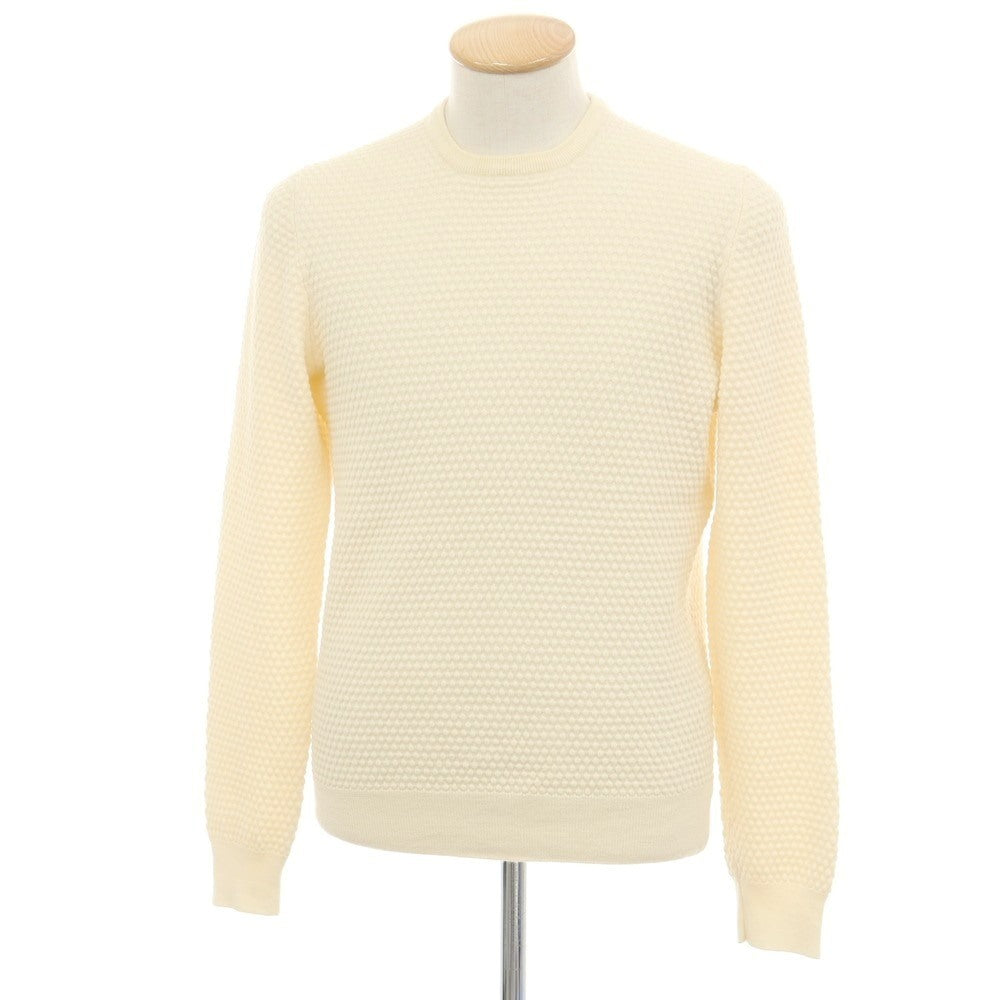 【中古】グランサッソ GRAN SASSO ウール ポップコーン編み クルーネック プルオーバーニット アイボリー【サイズ48】【 状態ランクC 】【 メンズ 】