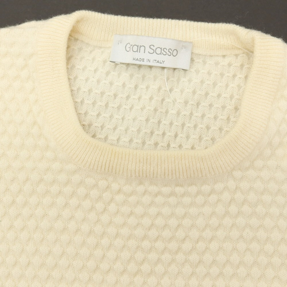 【中古】グランサッソ GRAN SASSO ウール ポップコーン編み クルーネック プルオーバーニット アイボリー【サイズ48】【 状態ランクC 】【 メンズ 】