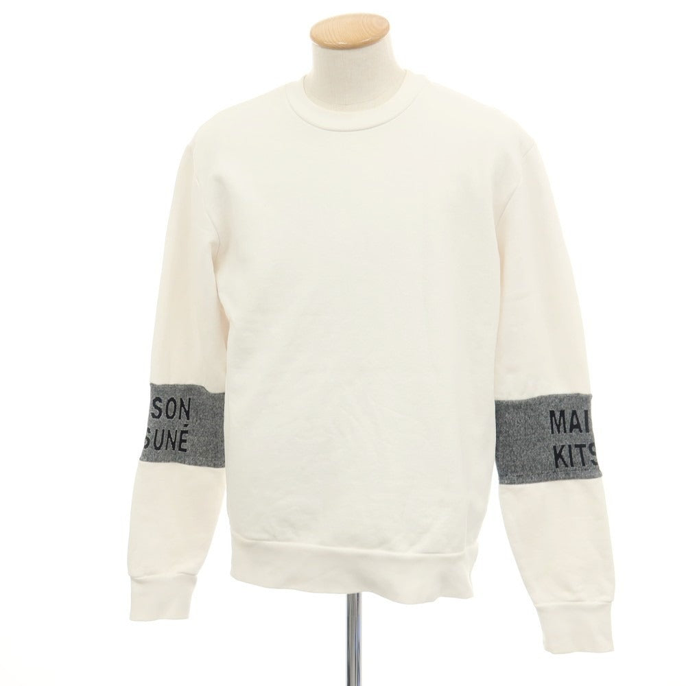 【中古】メゾンキツネ MAISON KITSUNE コットン クルーネック スウェット ホワイト【サイズM】【 状態ランクB 】【 メンズ 】