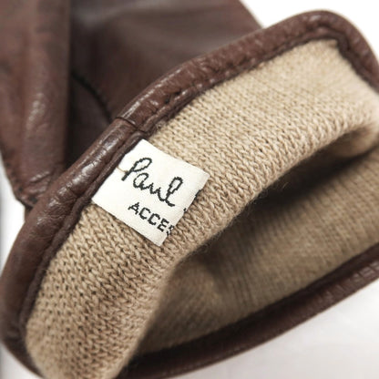 【中古】ポールスミス Paul Smith レザー ウール系ニットライニング 手袋 グローブ ブラウン【サイズ表記なし】【 状態ランクC 】【 メンズ 】
