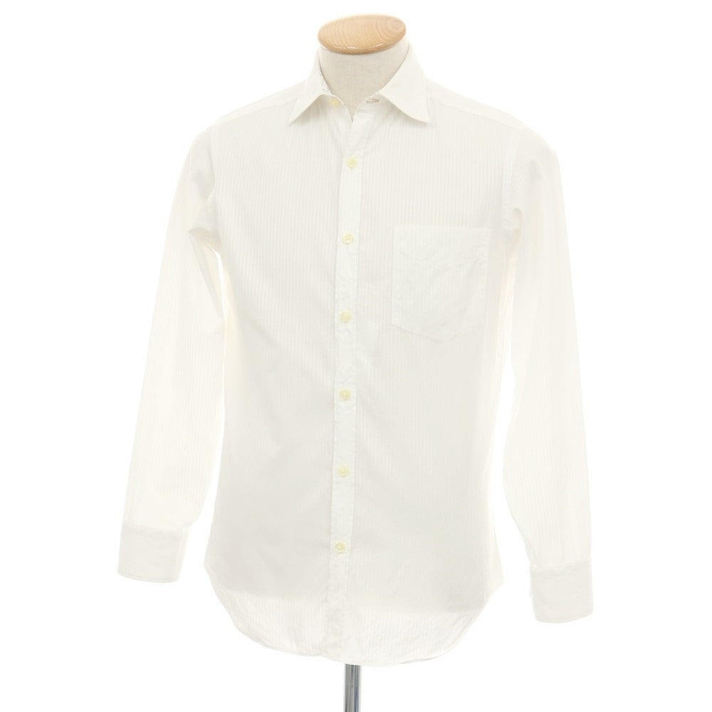 【中古】ピーエス ポールスミス PS Paul Smith コットン ストライプ セミワイドカラー ドレスシャツ ホワイト【サイズS】【 状態ランクC 】【 メンズ 】