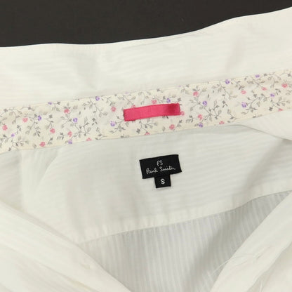 【中古】ピーエス ポールスミス PS Paul Smith コットン ストライプ セミワイドカラー ドレスシャツ ホワイト【サイズS】【 状態ランクC 】【 メンズ 】