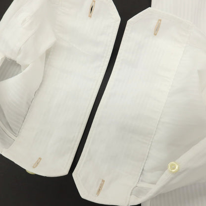 【中古】ピーエス ポールスミス PS Paul Smith コットン ストライプ セミワイドカラー ドレスシャツ ホワイト【サイズS】【 状態ランクC 】【 メンズ 】