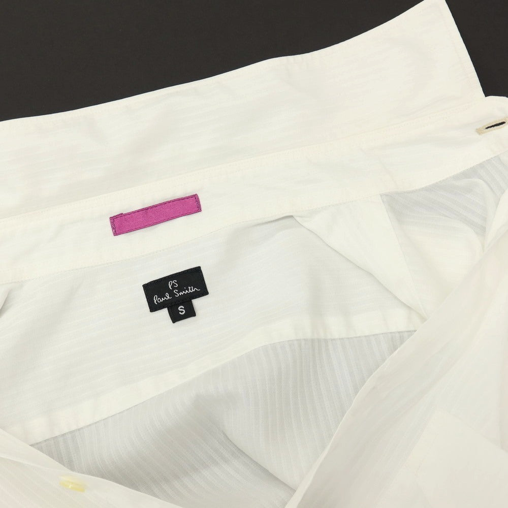 【中古】ピーエス ポールスミス PS Paul Smith コットン ストライプ セミワイドカラー ドレスシャツ ホワイト【サイズS】【 状態ランクC 】【 メンズ 】