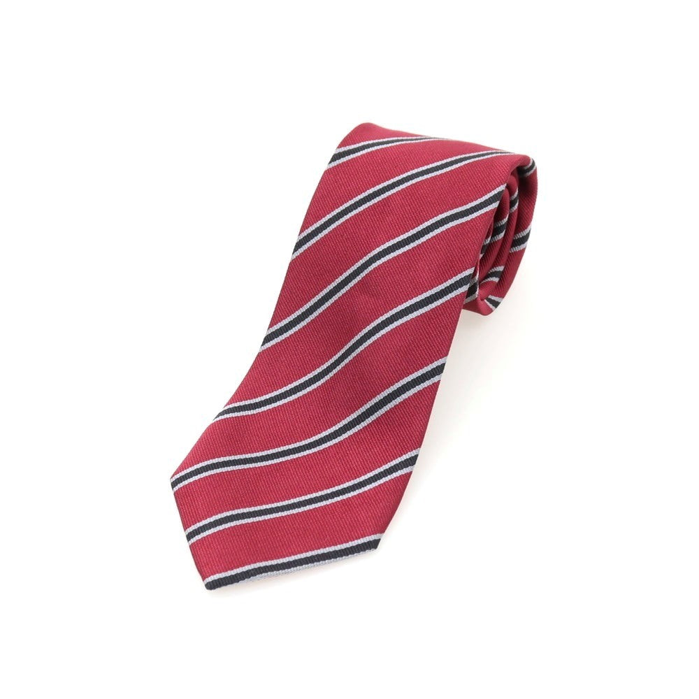 【中古】ポールスミスコレクション PAUL SMITH COLLECTION シルク ストライプ柄ネクタイ ワインレッドxブラック【 状態ランクB 】【 メンズ 】
