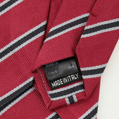 【中古】ポールスミスコレクション PAUL SMITH COLLECTION シルク ストライプ柄ネクタイ ワインレッドxブラック【 状態ランクB 】【 メンズ 】
