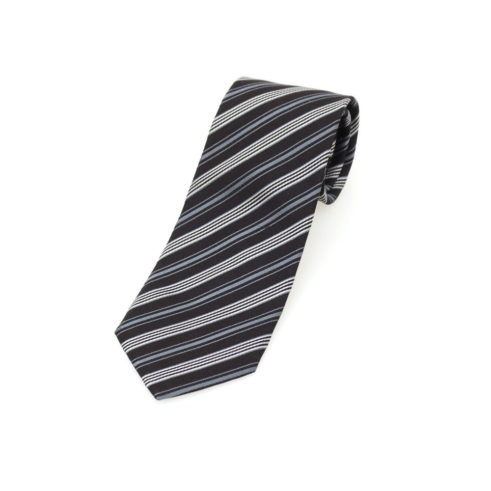 【中古】ポールスミス Paul Smith シルク ストライプ柄ネクタイ ブラックxグレー【 状態ランクC 】【 メンズ 】