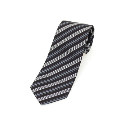 【中古】ポールスミス Paul Smith シルク ストライプ柄ネクタイ ブラックxグレー【 状態ランクC 】【 メンズ 】