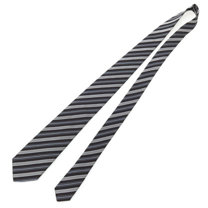 【中古】ポールスミス Paul Smith シルク ストライプ柄ネクタイ ブラックxグレー【 状態ランクC 】【 メンズ 】
