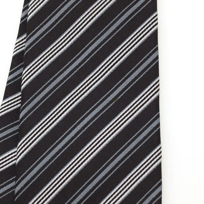 【中古】ポールスミス Paul Smith シルク ストライプ柄ネクタイ ブラックxグレー【 状態ランクC 】【 メンズ 】