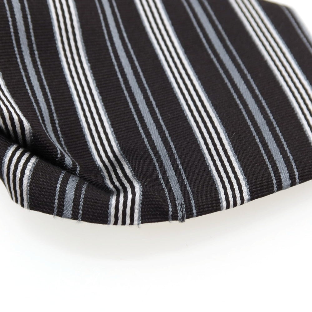 【中古】ポールスミス Paul Smith シルク ストライプ柄ネクタイ ブラックxグレー【 状態ランクC 】【 メンズ 】