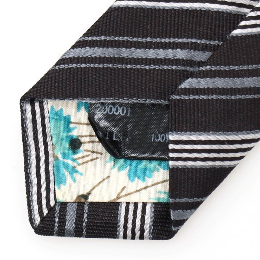 【中古】ポールスミス Paul Smith シルク ストライプ柄ネクタイ ブラックxグレー【 状態ランクC 】【 メンズ 】