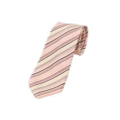 【中古】ポールスミス Paul Smith シルクコットン ストライプ柄ネクタイ アイボリーxピンク【 状態ランクB 】【 メンズ 】