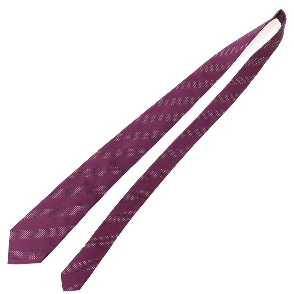 【中古】ポールスミス Paul Smith シルクコットン ストライプ柄ネクタイ パープル【 状態ランクC 】【 メンズ 】