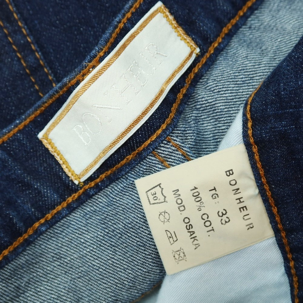 【新品】ボネール BONHEUR OSAKA コットン テーパードシルエット デニムパンツ ジーンズ ネイビー【サイズ33】【 状態ランクN 】【 メンズ 】