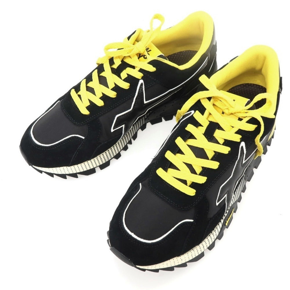 【新品アウトレット】ウィズ（W6YZ） W6YZ BRM241-0A04 ナイロン スエード スニーカー ブラックxイエロー【サイズ45】【 状態ランクN- 】【 メンズ 】