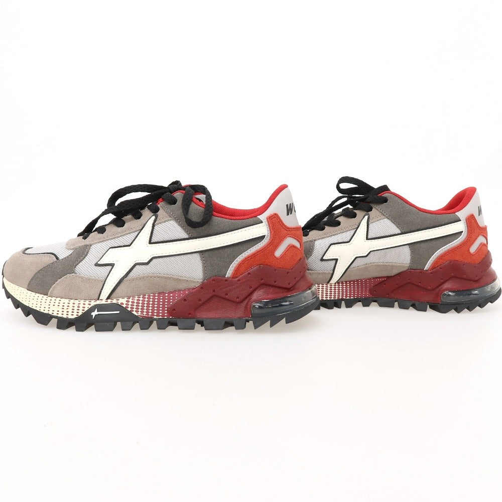 【新品】ウィズ（W6YZ） W6YZ BRM241-1B77 ナイロン スエード スニーカー グレーxレッド【サイズ41】【 状態ランクN 】【 メンズ 】