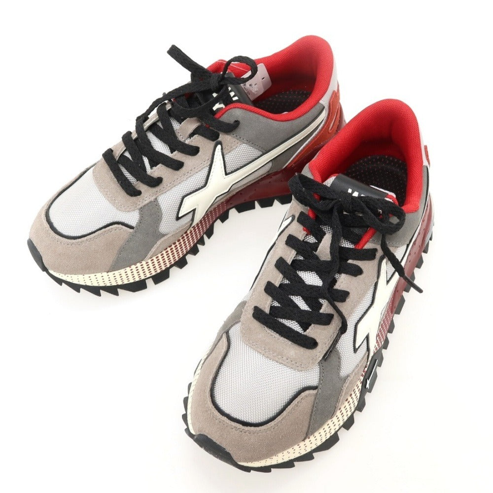 【新品アウトレット】ウィズ（W6YZ） W6YZ BRM241-1B77 ナイロン スエード スニーカー グレーxレッド【サイズ41】【 状態ランクN- 】【 メンズ 】