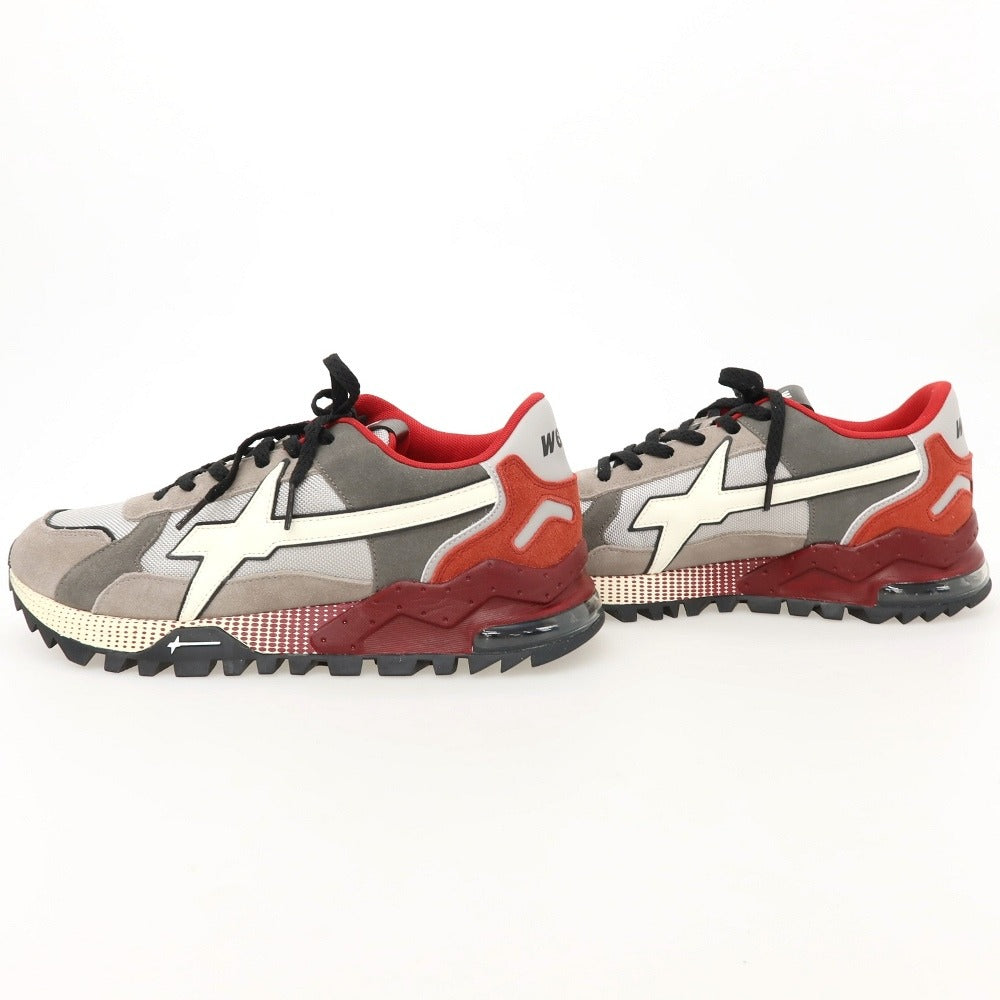 【新品】ウィズ（W6YZ） W6YZ BRM241-1B77 ナイロン スエード スニーカー グレーxレッド【サイズ44】【 状態ランクN 】【 メンズ 】
