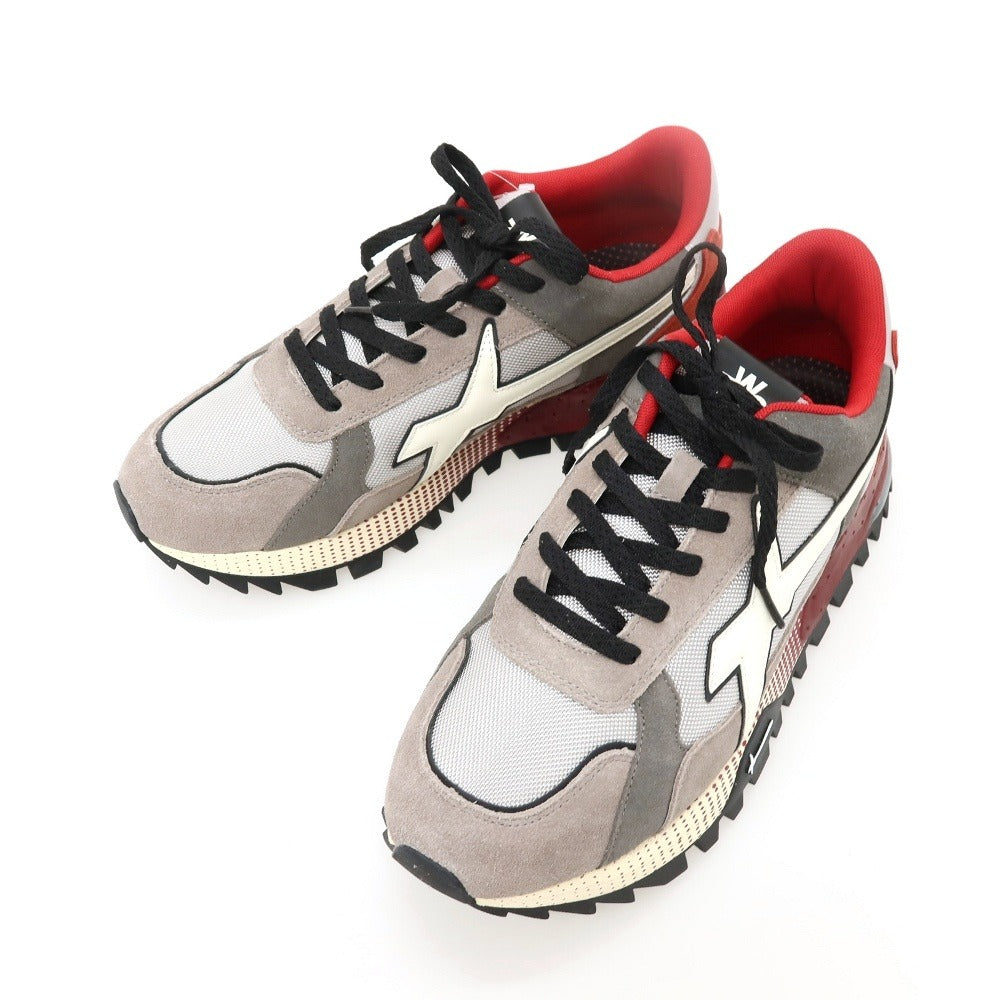 【新品】ウィズ（W6YZ） W6YZ BRM241-1B77 ナイロン スエード スニーカー グレーxレッド【サイズ44】【 状態ランクN 】【 メンズ 】