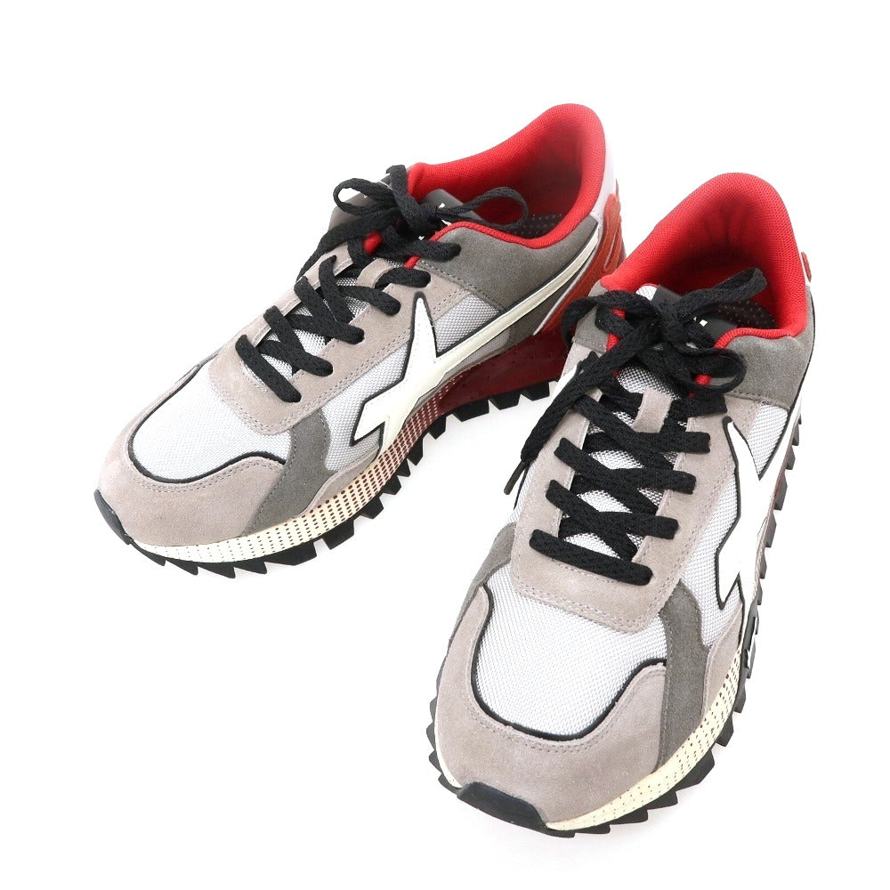 【新品】ウィズ（W6YZ） W6YZ BRM241-1B77 ナイロン スエード スニーカー グレーxレッド【サイズ44】【 状態ランクN 】【 メンズ 】