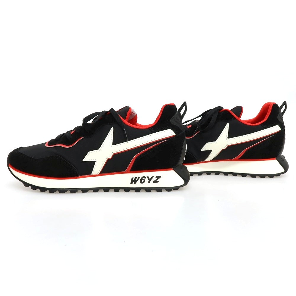 【新品アウトレット】ウィズ（W6YZ） W6YZ JM231-1A42 ナイロン スエード スニーカー ブラックxレッド【サイズ44】【 状態ランクN- 】【 メンズ 】