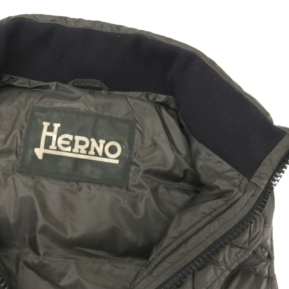 【中古】ヘルノ Herno ナイロン スタンドカラー ダウンベスト ダークグリーン【サイズ46】【 状態ランクC 】【 メンズ 】