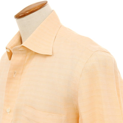 【中古】ルイジ ボレッリ Luigi Borrelli コットン チェック レギュラーカラー カジュアルシャツ オレンジ【サイズ40】【 状態ランクC 】【 メンズ 】