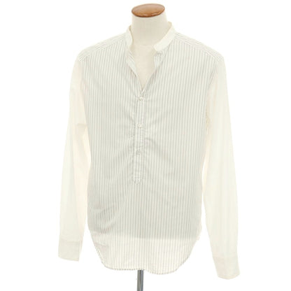 【中古】ニールバレット NEIL BARRETT コットンナイロンゴム ストライプ切り替え カジュアルシャツ ホワイトxブラック【サイズM】【 状態ランクC 】【 メンズ 】