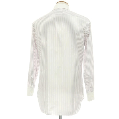 【中古】エルメネジルドゼニア Ermenegildo Zegna コットン ストライプ クレリック レギュラーカラー ドレスシャツ ホワイトxパープル【サイズ39】【 状態ランクC 】【 メンズ 】