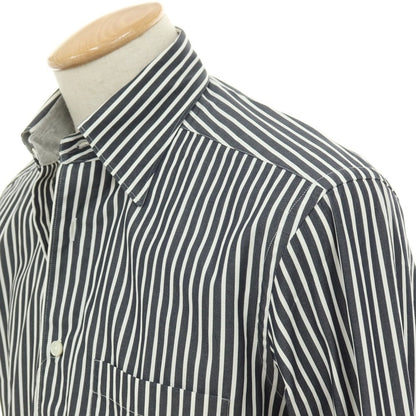 【中古】エルメネジルドゼニア Ermenegildo Zegna コットン ストライプ 隠しボタンダウン カジュアルシャツ ブラックxホワイト【サイズS】【 状態ランクC 】【 メンズ 】