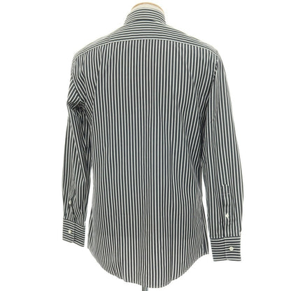 【中古】エルメネジルドゼニア Ermenegildo Zegna コットン ストライプ 隠しボタンダウン カジュアルシャツ ブラックxホワイト【サイズS】【 状態ランクC 】【 メンズ 】