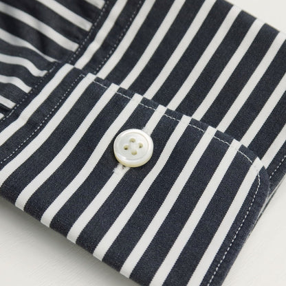 【中古】エルメネジルドゼニア Ermenegildo Zegna コットン ストライプ 隠しボタンダウン カジュアルシャツ ブラックxホワイト【サイズS】【 状態ランクC 】【 メンズ 】