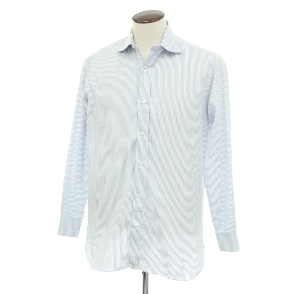 【中古】マロル marol コットン ストライプ ドレスシャツ ライトブルーxブラック【サイズ41】【 状態ランクC 】【 メンズ 】