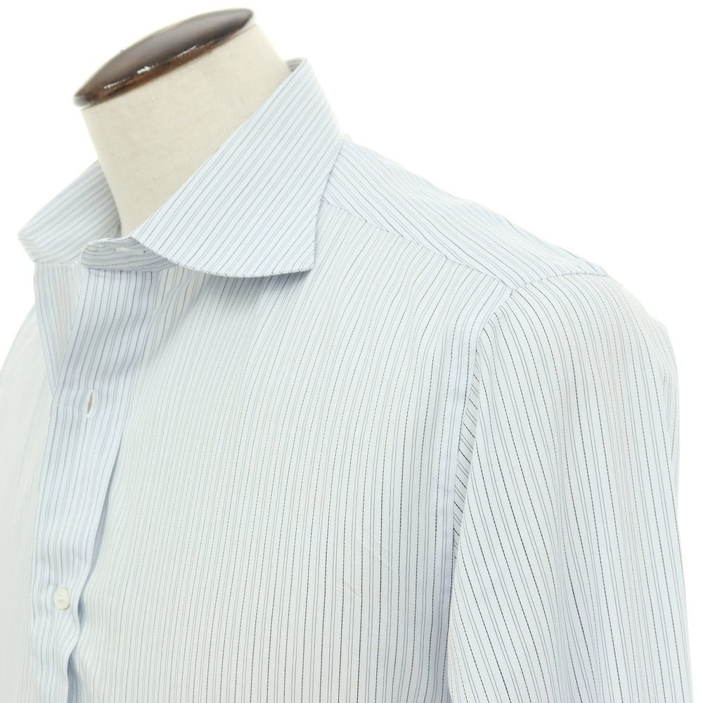 【中古】マロル marol コットン ストライプ ドレスシャツ ライトブルーxブラック【サイズ41】【 状態ランクC 】【 メンズ 】