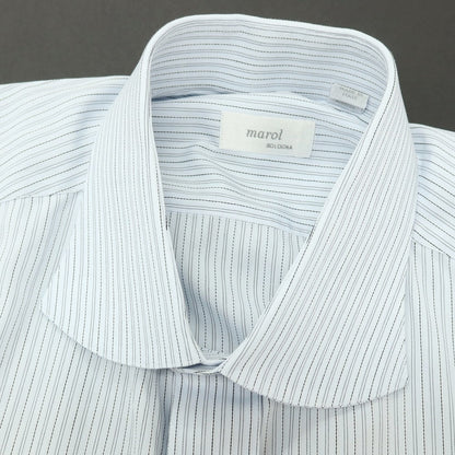 【中古】マロル marol コットン ストライプ ドレスシャツ ライトブルーxブラック【サイズ41】【 状態ランクC 】【 メンズ 】