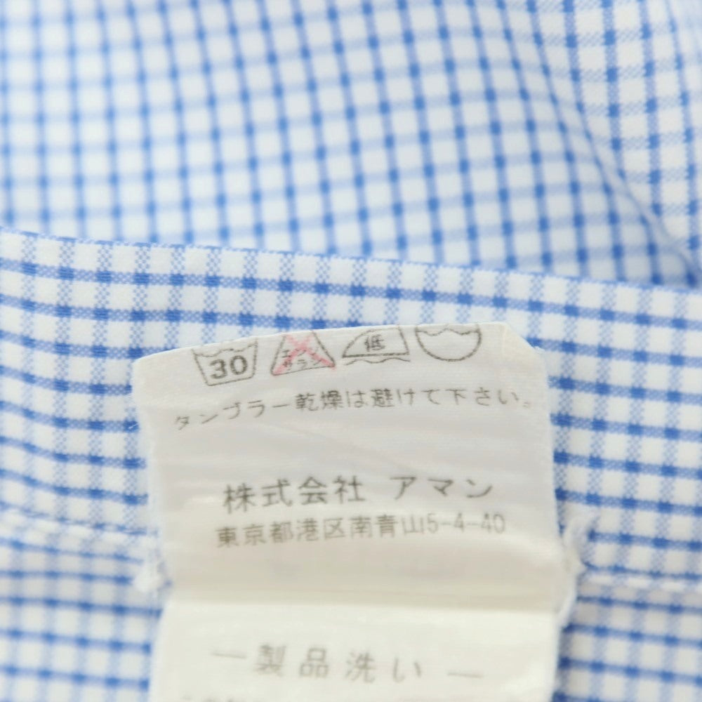 【中古】フィナモレ Finamore コットン チェック ホリゾンタルカラー ドレスシャツ ブルーxホワイト【サイズ36】【 状態ランクC 】【 メンズ 】