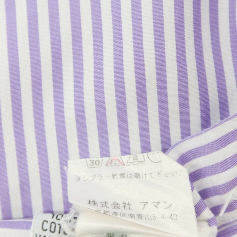 【中古】フィナモレ Finamore コットン ストライプ ホリゾンタルカラー ドレスシャツ パープルxホワイト【サイズ36】【 状態ランクB 】【 メンズ 】