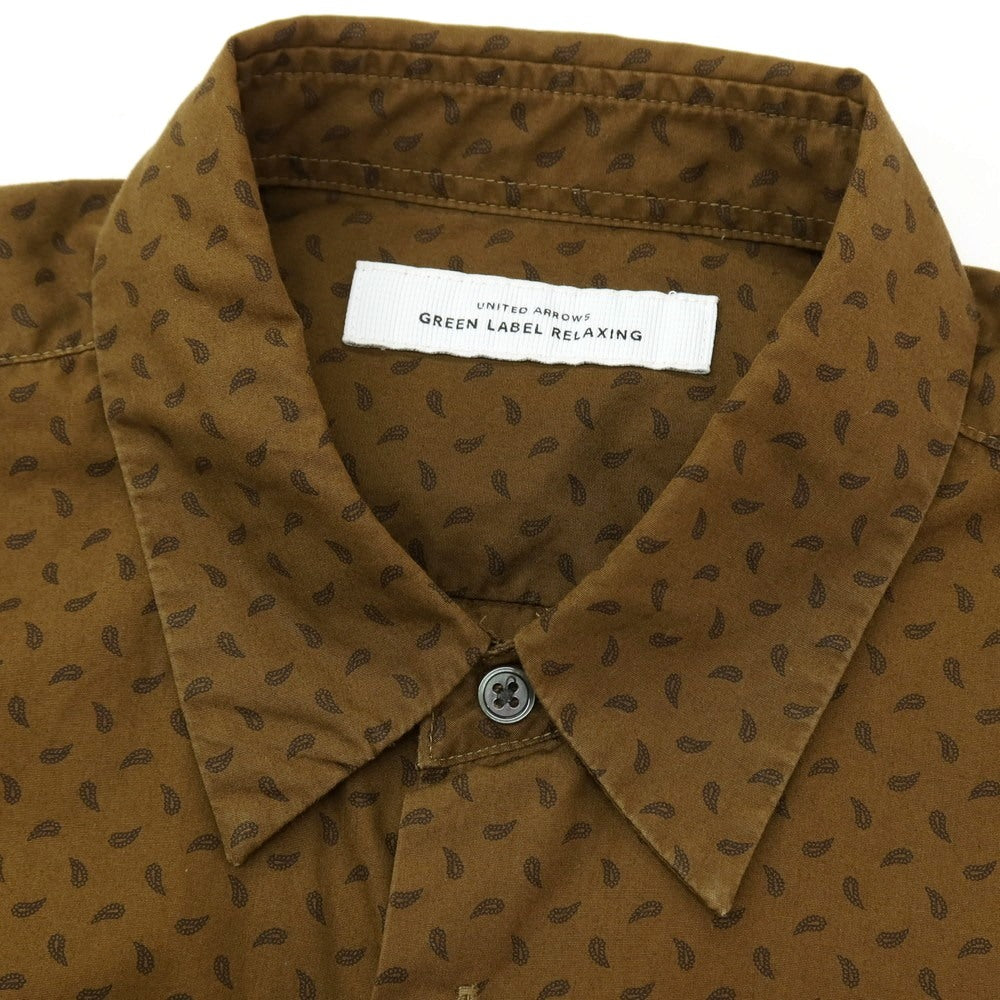 【中古】グリーンレーベルリラクシング green label relaxing コットン ペイズリー レギュラーカラー シャツ ブラウン【サイズS】【 状態ランクC 】【 メンズ 】
