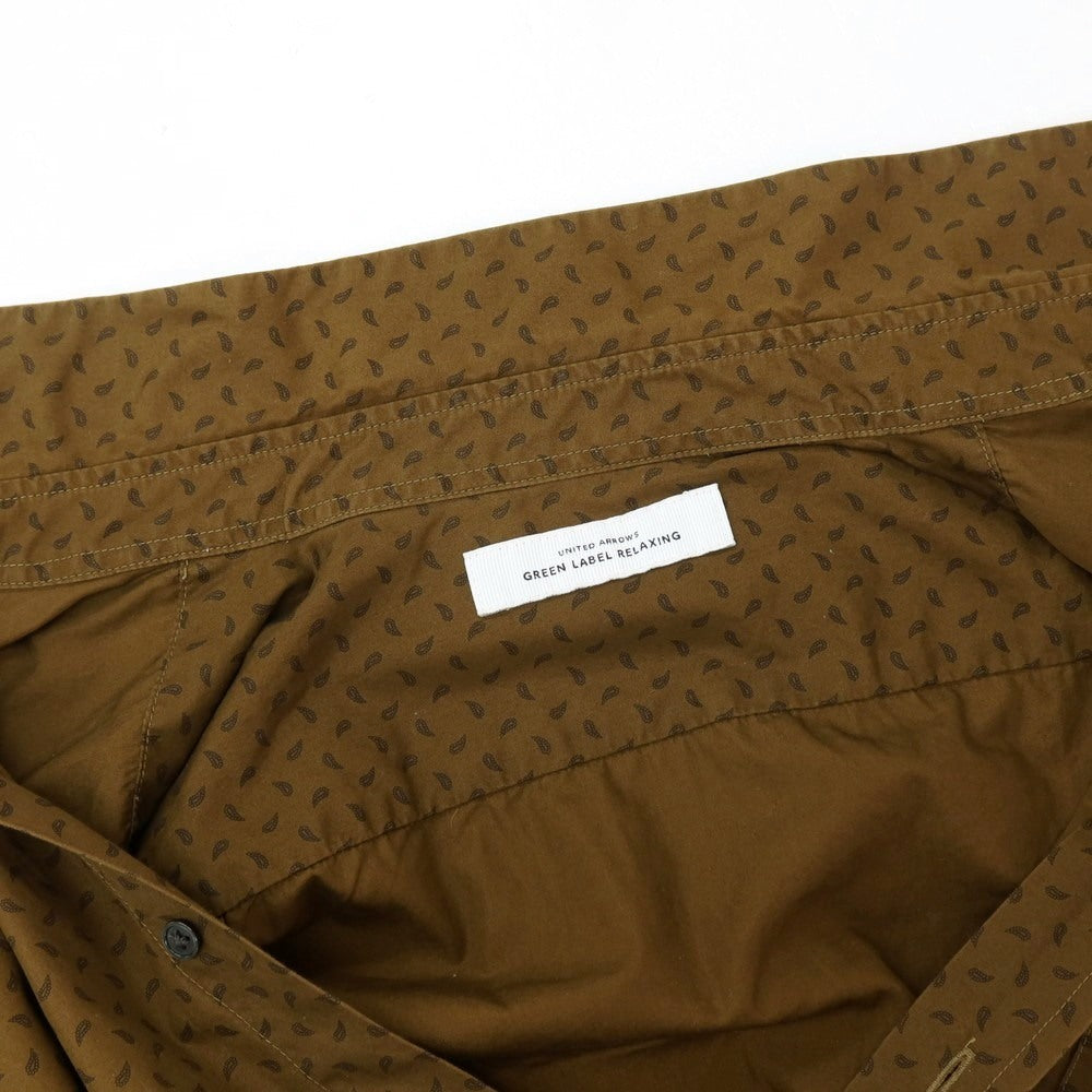 【中古】グリーンレーベルリラクシング green label relaxing コットン ペイズリー レギュラーカラー シャツ ブラウン【サイズS】【 状態ランクC 】【 メンズ 】