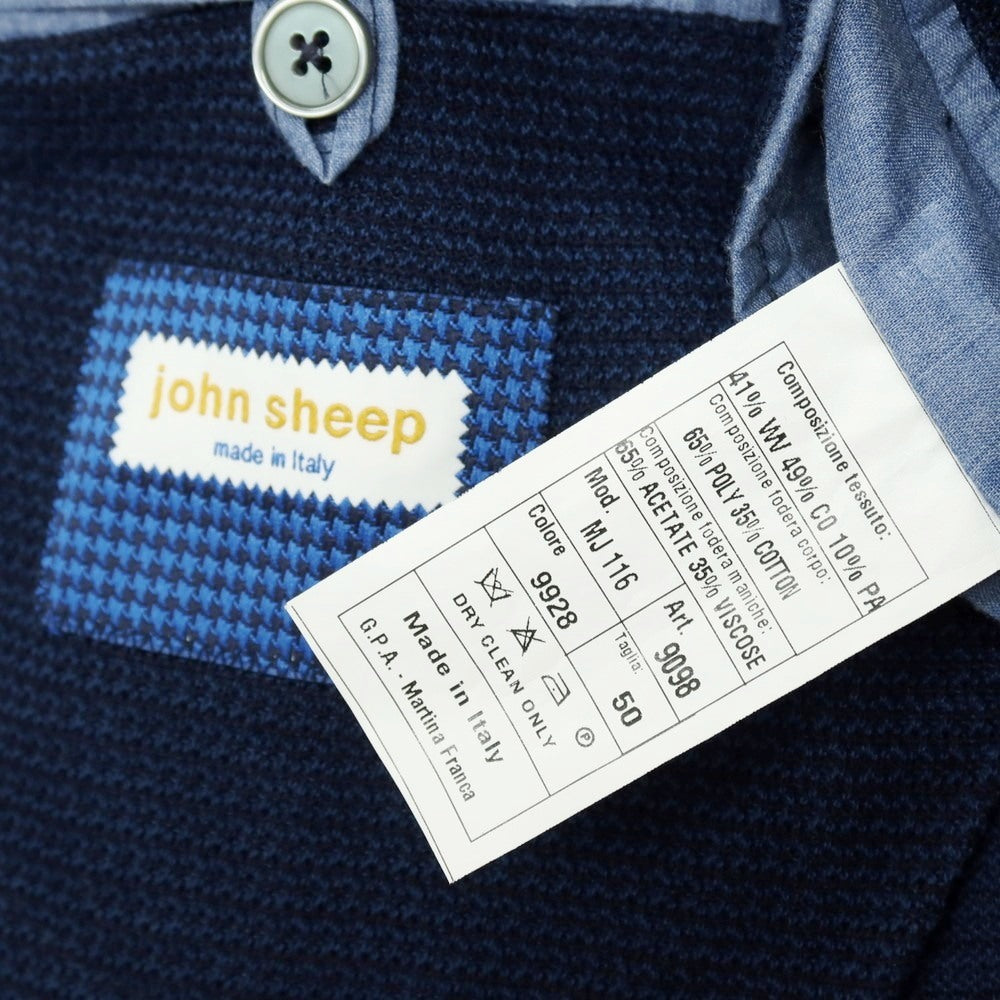【中古】ジョン シープ John Sheep コットンウールナイロン 3B カジュアルジャケット ネイビー【サイズ50】【 状態ランクC 】【 メンズ 】
