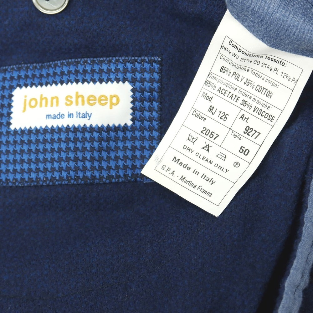 【中古】ジョン シープ John Sheep ウールコットンポリエステルナイロン ジャージー 2B カジュアルジャケット ダークブルー系【サイズ50】【 状態ランクC 】【 メンズ 】