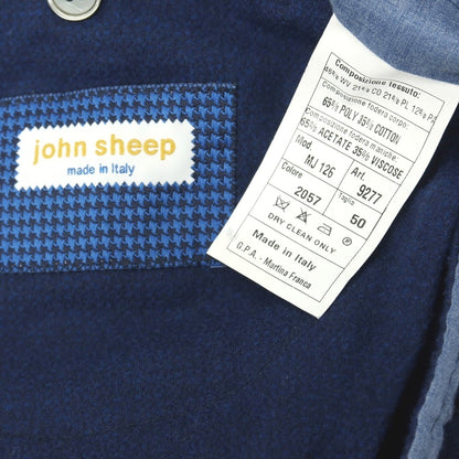 【中古】ジョン シープ John Sheep ウールコットンポリエステルナイロン ジャージー 2B カジュアルジャケット ダークブルー系【サイズ50】【 状態ランクC 】【 メンズ 】