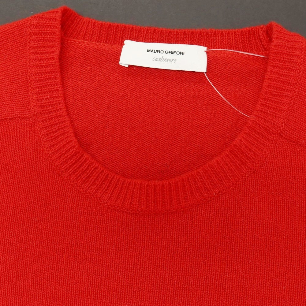 【中古】マウログリフォーニ Mauro Grifoni カシミヤ クルーネック プルオーバーニット レッド【サイズ50】【 状態ランクC 】【 メンズ 】