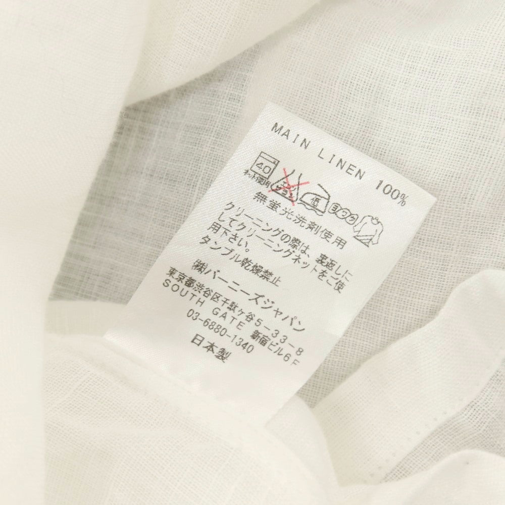 【中古】バーニーズニューヨーク BARNEYS NEWYORK リネン 七分袖 カプリシャツ ホワイト【サイズL】【 状態ランクC 】【 メンズ 】