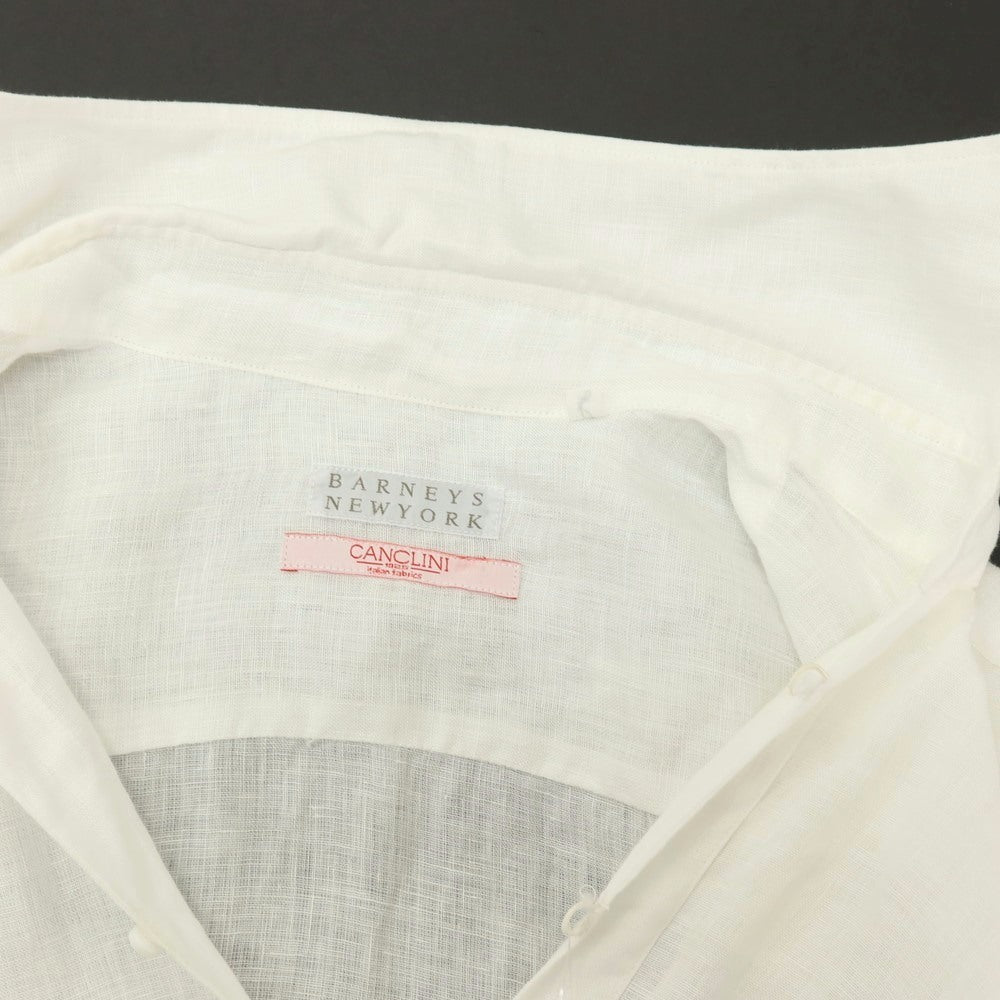 【中古】バーニーズニューヨーク BARNEYS NEWYORK リネン 七分袖 カプリシャツ ホワイト【サイズL】【 状態ランクC 】【 メンズ 】
