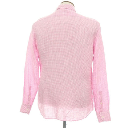 【中古】チット CIT LUXURY リネン ギンガムチェック ホリゾンタルカラー カジュアルシャツ ピンクxホワイト【サイズ41】【 状態ランクC 】【 メンズ 】