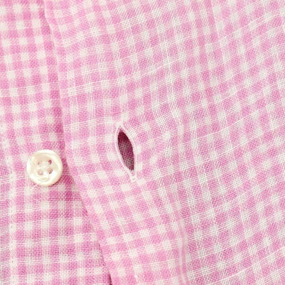 【中古】チット CIT LUXURY リネン ギンガムチェック ホリゾンタルカラー カジュアルシャツ ピンクxホワイト【サイズ41】【 状態ランクC 】【 メンズ 】